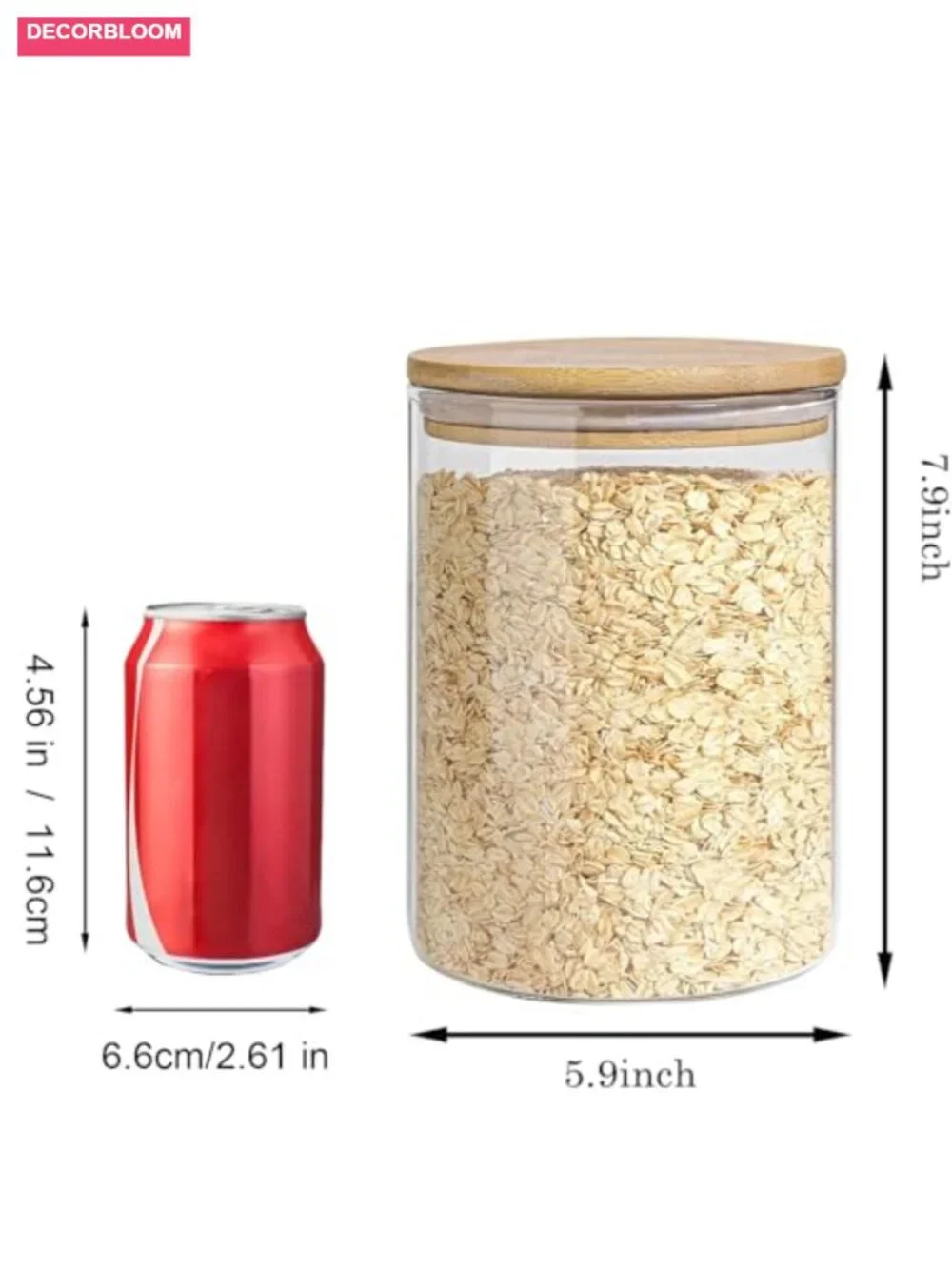Glass Storage Jars Set with Airtight Bamboo Lids, 111oz & 37oz, Kitchen Food